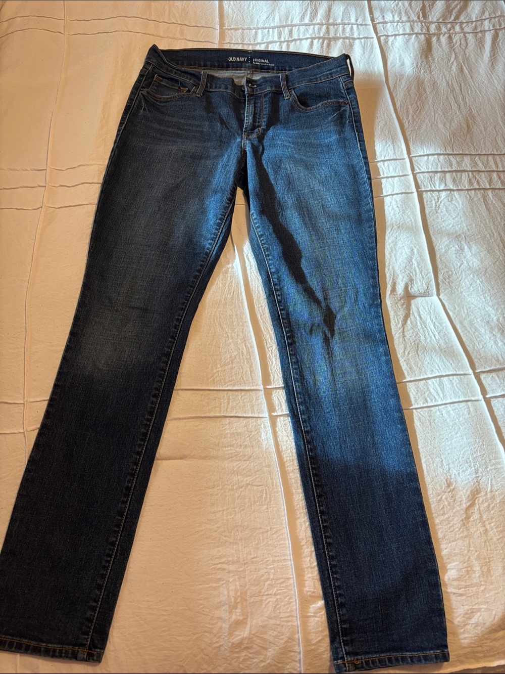Old Navy Women's Dark Indigo High-Rise Straight Jeans size 8 long